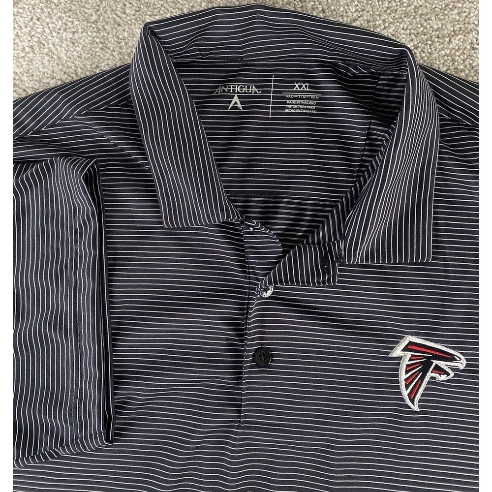Antigua Atlanta Falcons Black/White‎ Striped Performance Polo Mens XXL NFL Cool